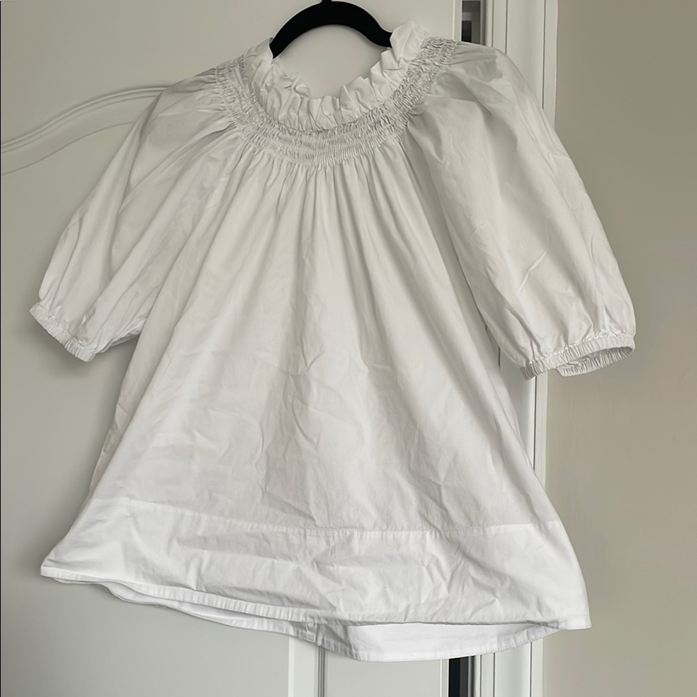J.Crew White Smocked Blouse